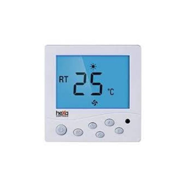 Hexa RT226-R4-B Oda Termostatı 3 Hız Fan Kontrol - 2 ve 4 Borulu ısıtma/soğutma LCD Ekran