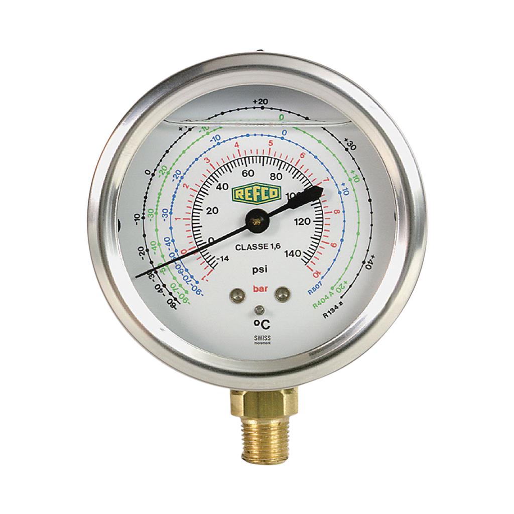 Refco MR-302-DS-R22 No:7413020 Yüksek Basýnç Alttan Baðlantýlý Manometre